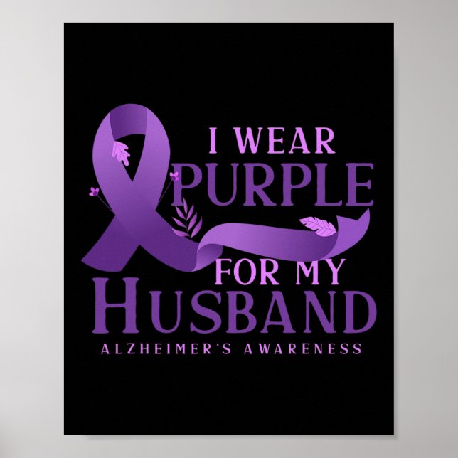 Póster Cinta morada Alzheimer Marido Combatiente Alzheime (Frente)