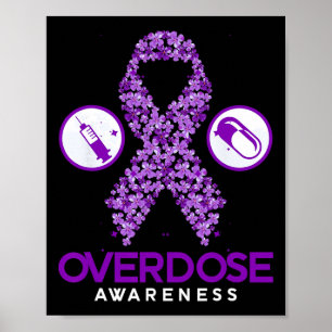 Póster Cinta Morada de Conciencia de Sobredosis Adicción 