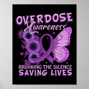 Póster Cinta Morada de Conciencia de Sobredosis Adicción