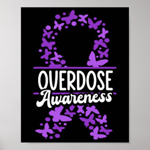 Póster Cinta Morada de Conciencia de Sobredosis Adicción
