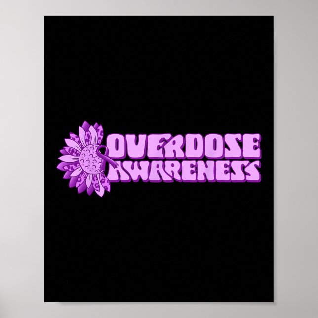 Póster Cinta Morada de Conciencia de Sobredosis Adicción  (Frente)