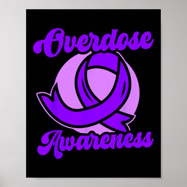 Póster Cinta Morada de Conciencia de Sobredosis Adicción  (Frente)