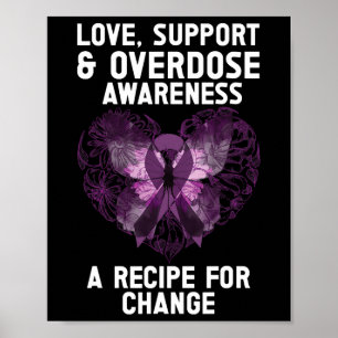 Póster Cinta Morada de Conciencia sobre Sobredosis Adicci