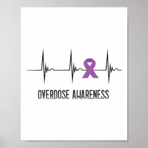 Póster Cinta Morada Latido del Corazón Ekg Pulso Sobredos