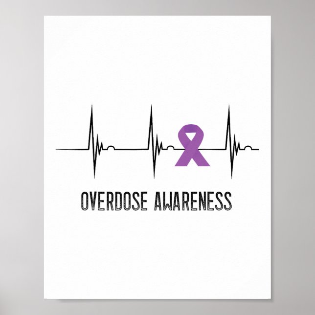 Póster Cinta Morada Latido del Corazón Ekg Pulso Sobredos (Frente)