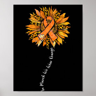 Póster Cinta Naranja Girasol Conciencia de Esclerosis Múl