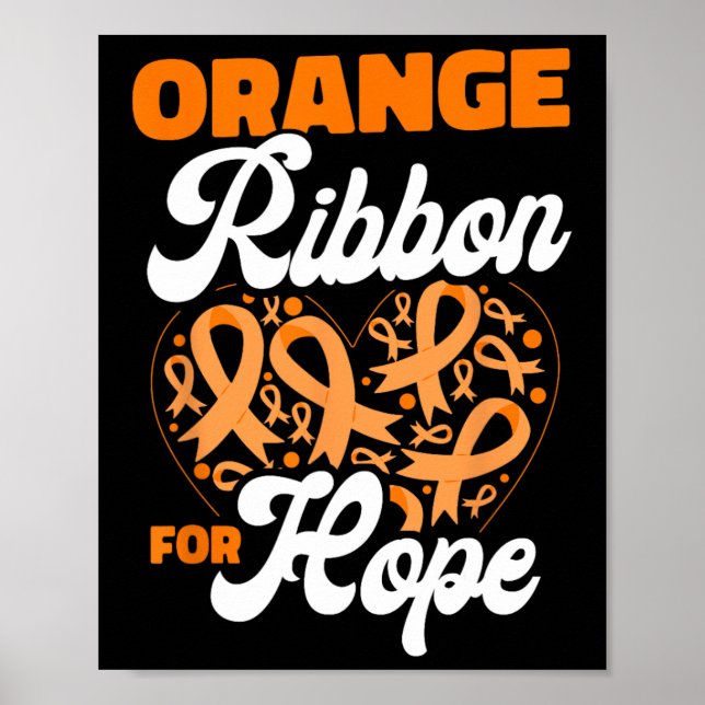 Póster Cinta Naranja para la Esperanza de Conciencia sobr (Frente)
