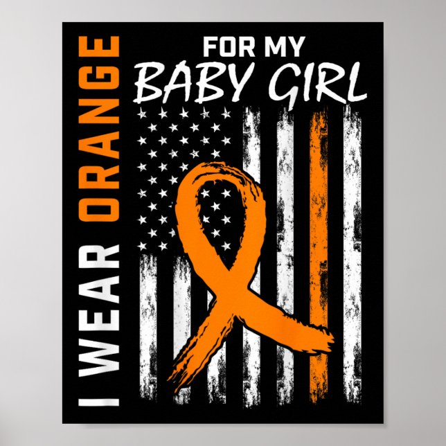 Póster Cinta naranja por Chica Leucemia Conciencia (Frente)