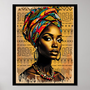Póster Cinta para la cabeza de tela Kente divertida para