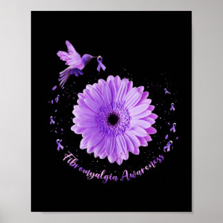 Póster Cinta púrpura de girasol Fibromialgia Conciencia