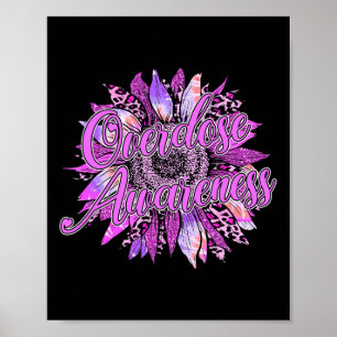 Póster Cinta púrpura de girasol suave sobredosis opioide
