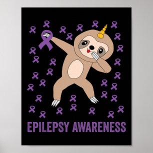 Póster Cinta púrpura para la sensibilización a la epileps