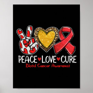 Póster Cinta Roja Conciencia del Cáncer de Sangre Paz Amo