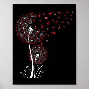 Póster Cinta Roja Dandelion Corazón Enfermedad Sangre Cán