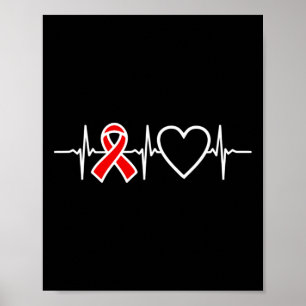 Póster Cinta Roja de Conciencia del Sida VIH Enfermedad d