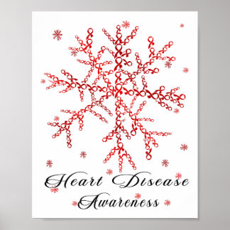 Póster Cinta Roja De Snowflake Para Concienciación Sobre