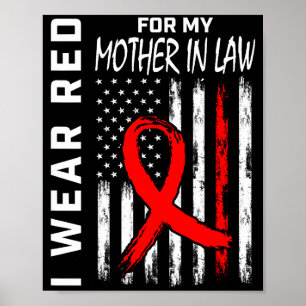 Póster Cinta Roja Por La Enfermedad Cardíaca De Mi Suegra