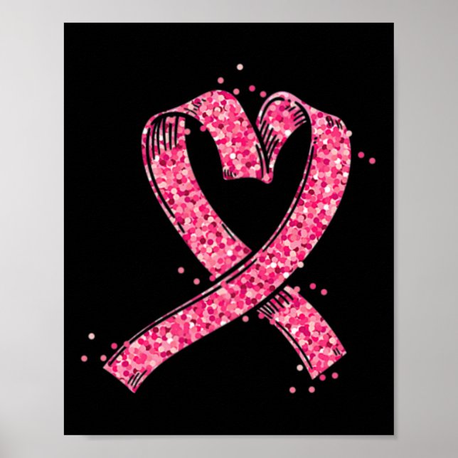 Póster Cinta rosa cardíaca combate contra el cáncer de ma (Frente)