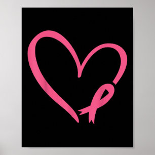 Póster Cinta rosa Cardíaca Concienciación sobre el cáncer