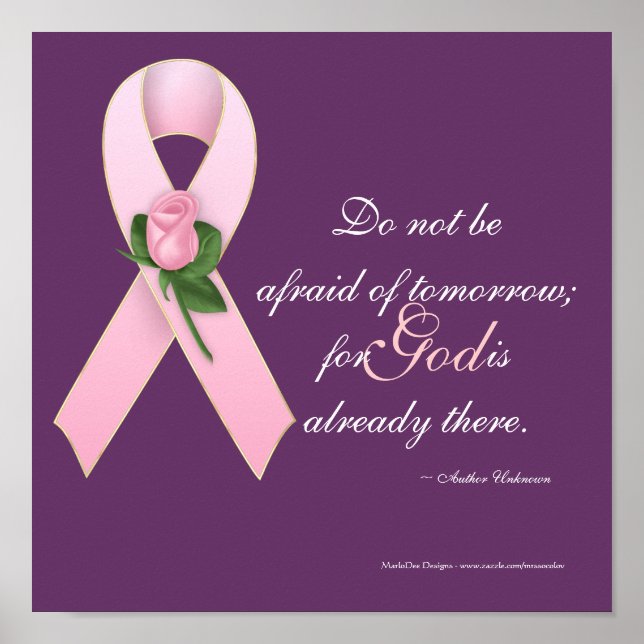 Póster Cinta rosa de cáncer de mama con Personalizado Ros (Frente)