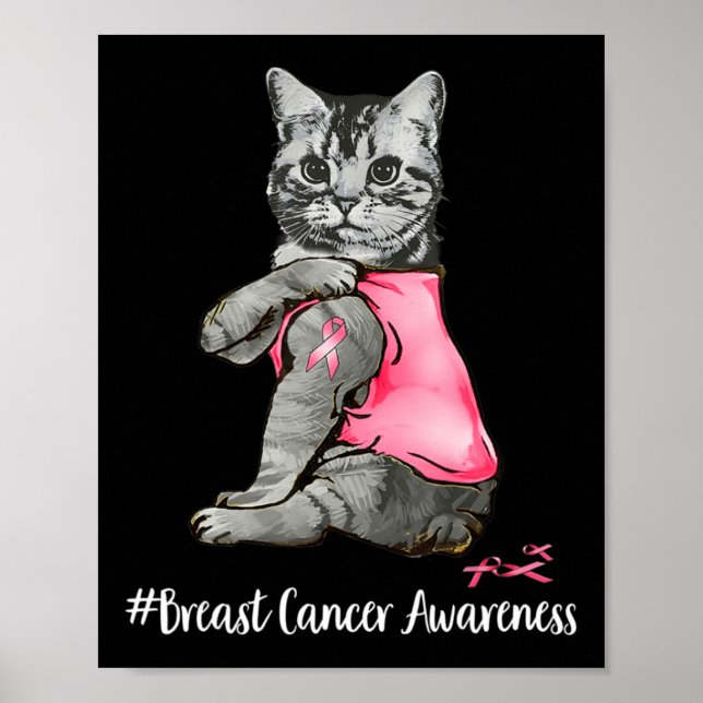 Póster Cinta Rosa De Gato Graciosa En Octubre Usamos Brea (Frente)