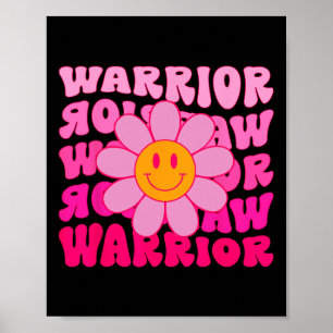 Póster Cinta rosa de la flor del guerrero del cáncer de m