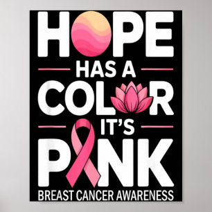 Póster Cinta rosa esperanza y apoyo al cáncer de mama