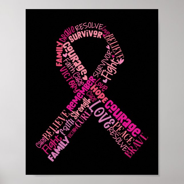 Póster Cinta rosa para el cáncer de mama Sensibilización  (Frente)