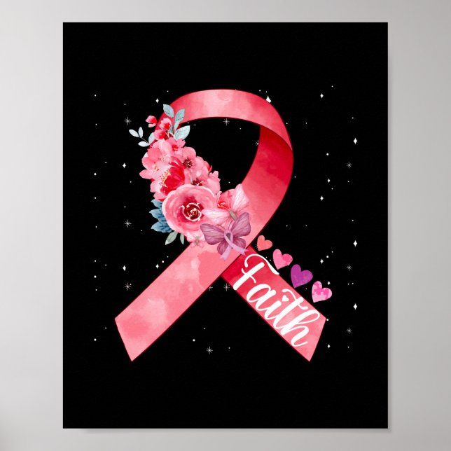 Póster Cinta rosa para la toma de conciencia sobre el cán (Frente)