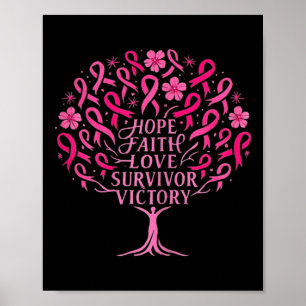 Póster Cinta rosa Sobreviviente de Cáncer de Mama Esperan