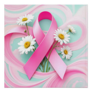 Póster Cinta rosa y marea conciencia del cáncer de mama