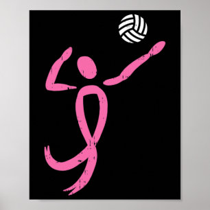 Póster Cinta rosada de voleibol Cinta rosa Cáncer de Mama