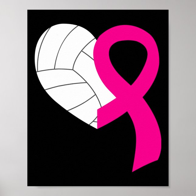 Póster Cinta rosada de voleibol Guay Cáncer de Mama (Frente)