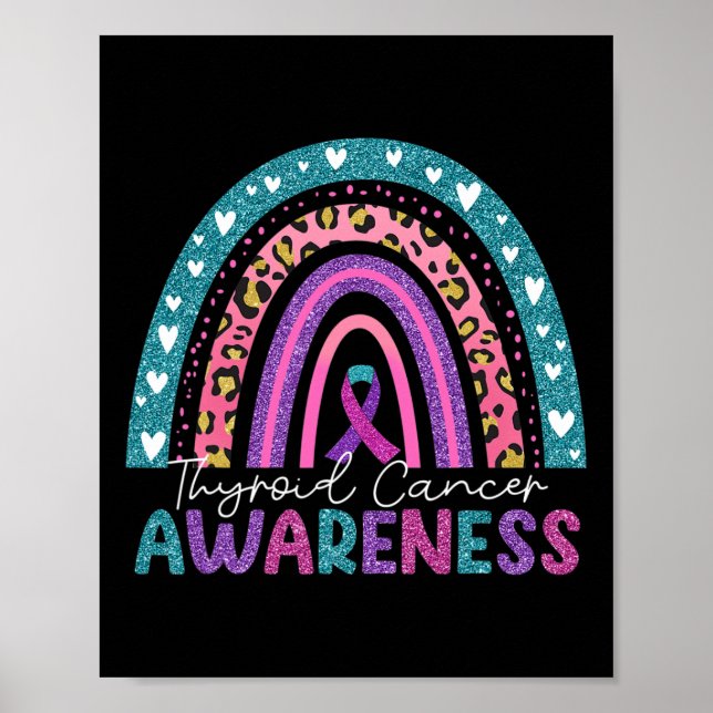 Póster Cinta rosada morada Arcoiris Tirroidea Cáncer de A (Frente)