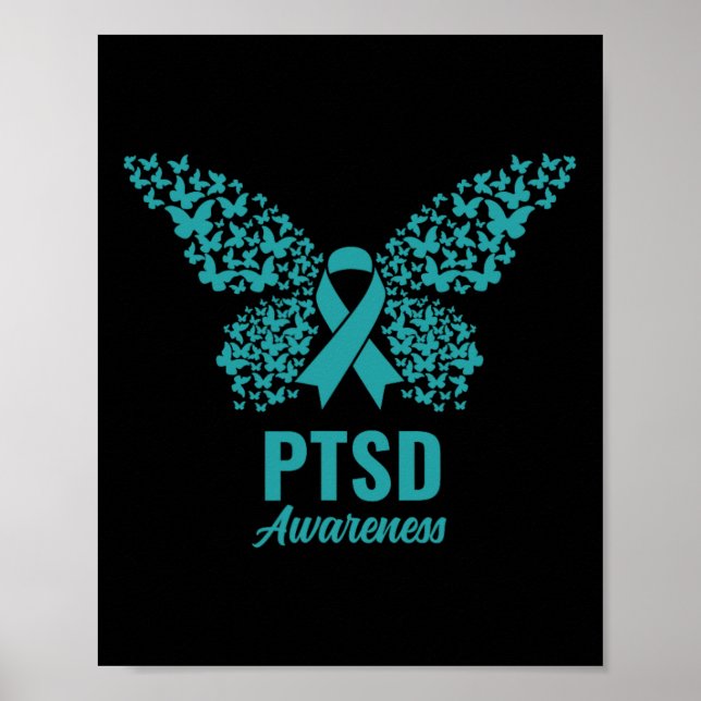 Póster Cinta verde azulada Con Mariposas - Conciencia Del (Frente)