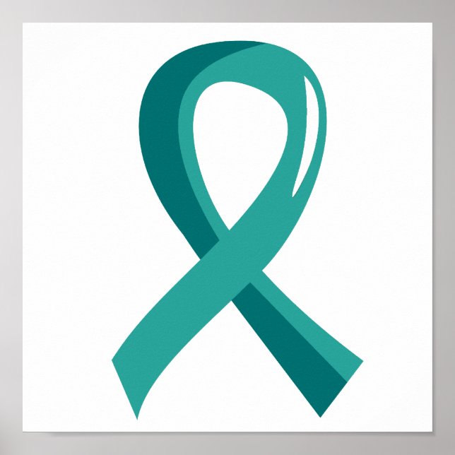 Póster Cinta Verde azulada del cáncer de ovario 3 (Frente)
