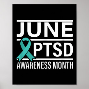 Póster Cinta verde azulada Junio Mes De Conciencia Del Pt