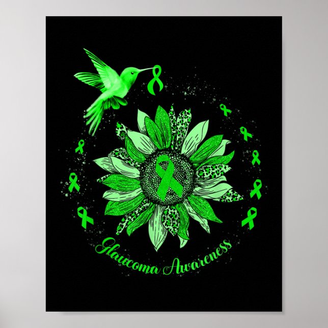 Póster Cinta verde Leopardo Sunflower Glaucoma Sensibiliz (Frente)