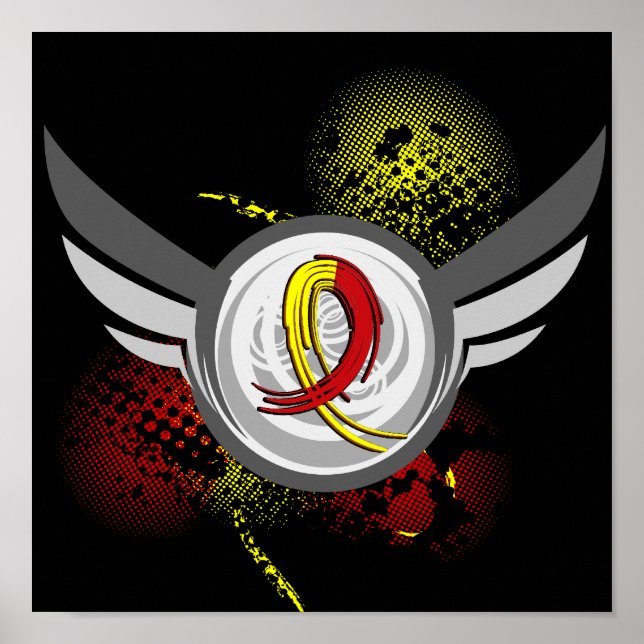 Póster Cinta Y Alas Rojas Y Amarillas Hepatitis C (Frente)