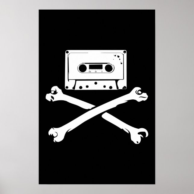 Póster Cinta y Crossbone Música Pirata Piratería Tapeo Ho (Frente)