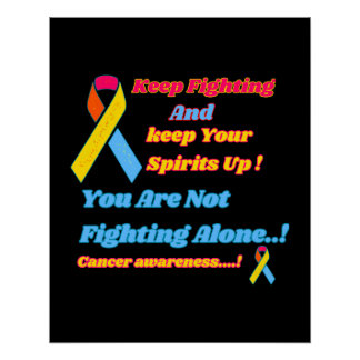 Póster Cintas de cáncer y citas de motivación de la vida.