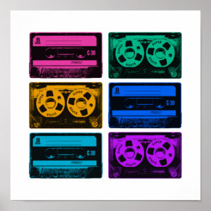 Póster Cintas de casete retro coloridas