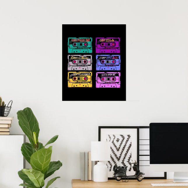 Póster Cintas de Colección Retro (Oficina en casa)