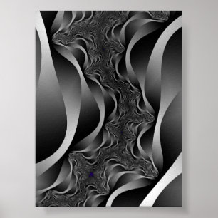 Póster Cintas Fractales Monocromas en Profundidad Infinit