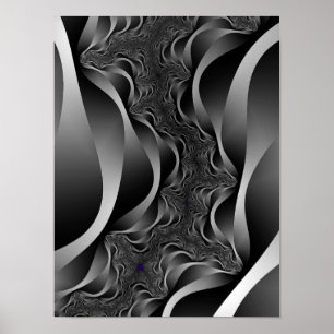 Póster Cintas Fractales Monocromas en Profundidad Infinit