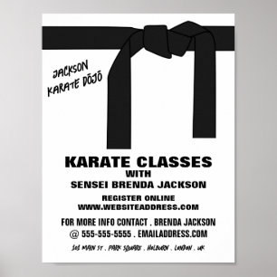 Póster Cinturón de karate, publicidad de clase de karate