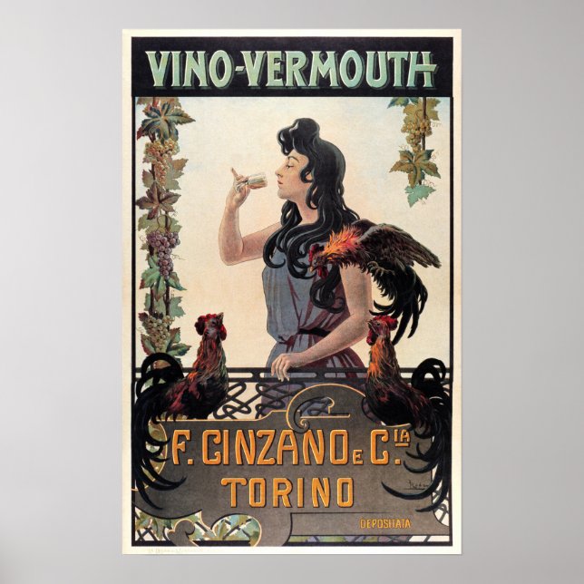 Póster Cinzano VINO VERMOUTH Vino Italiano Licor de hierb (Frente)