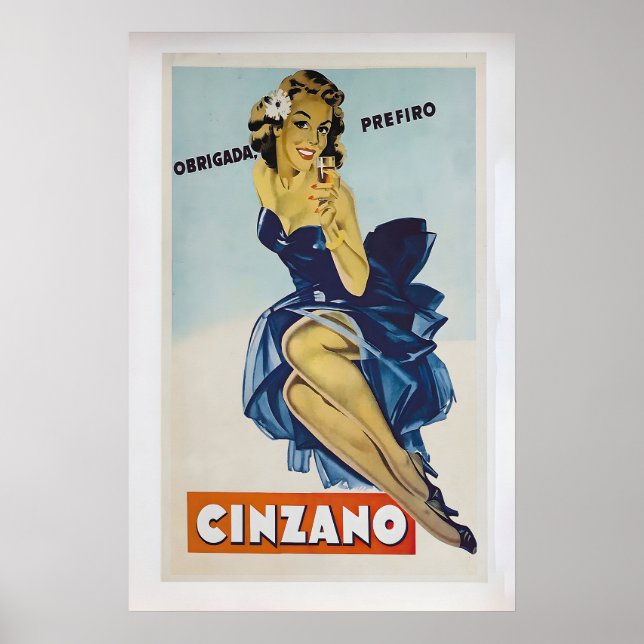 Póster Cinzano  Vintage Advertising Poster 1 (Frente)