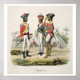 Póster Cipayos, de "L'Inde Francaise" por M.E. Burnouf, e