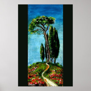 PÓSTER CIPRES Y PINO MEDITERRÁNEO EN TOSCANA